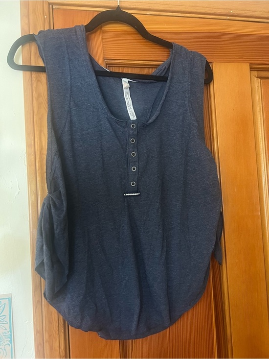 FP Movement by Free People Tops - Free People Movement Sleeveless Henley Camisole in Navy with Button Placket